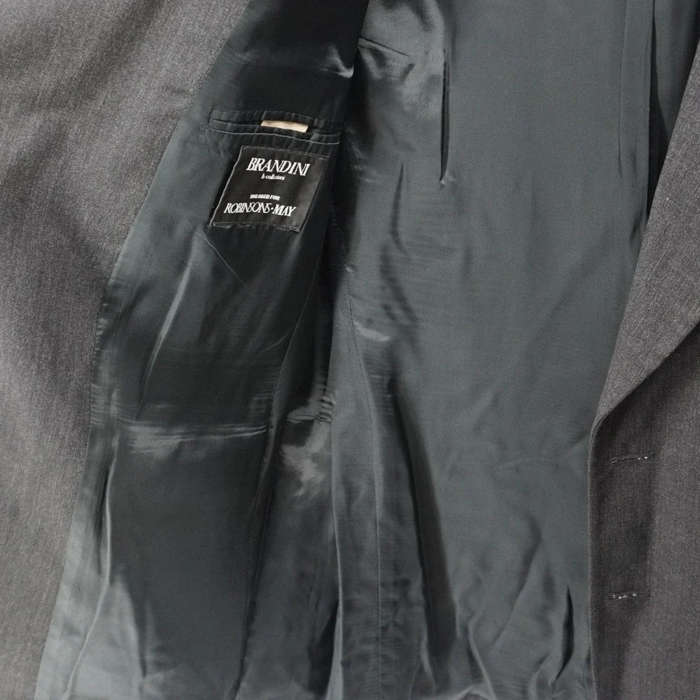 Brandini Mens Charcoal Gray 38R 2 Button Blazer Suit Jacket‎ Robinsons May 0778